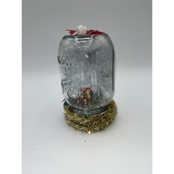 Vtg Ceramic Deer Bell Jar Diorama Decor It's like Christmas magic in here! OOAK - Picture 10 of 16